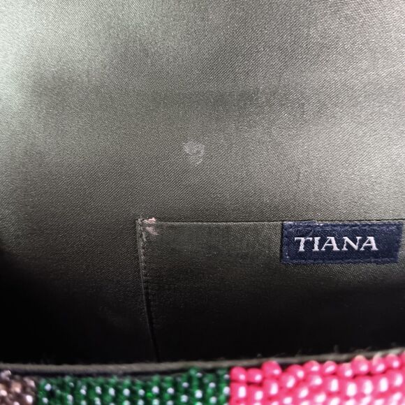 Tiana Beaded Bee Clutch Gold Red Green Stripe Camo Design  Snap Closure 10" x 6" - Picture 14 of 15